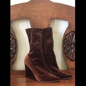 Rust/Sepia Velour Sock Boots